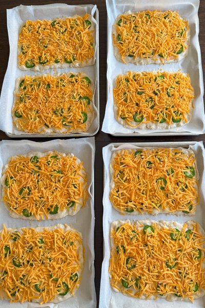 Jalapeno Cheese bread, premade, bake at 375 for 25 minutes.