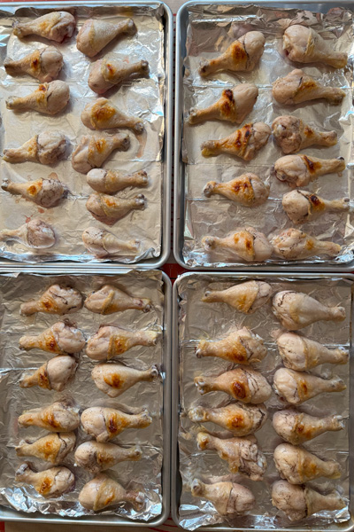 Pre-cooked Chicken Drumstick: Broiled high for 15 minutes.