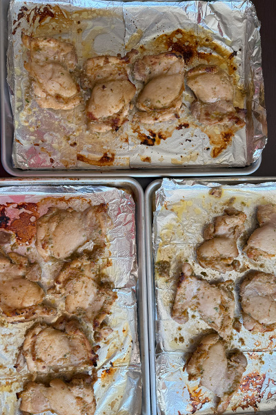 Chicken Thigh: Broiled high for 15 minutes.
